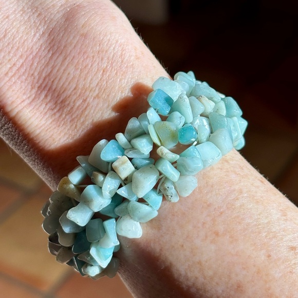 Artisan Jewelry - Amazonite Stretchy Web Bracelet – Natural Crystal Chip Stones